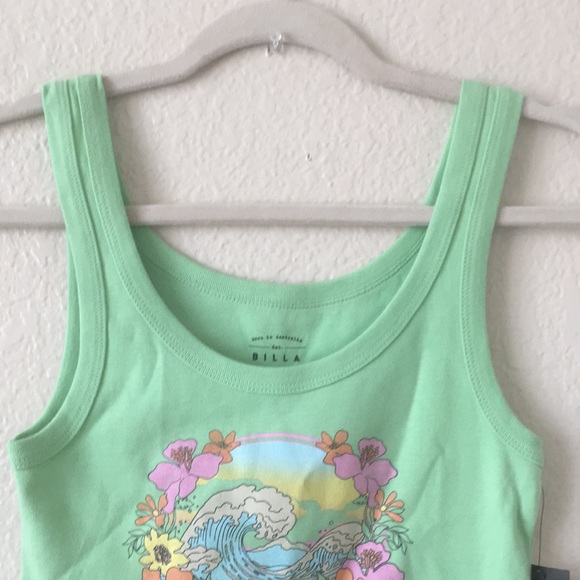 Billabong Crop Tank Top Scoop Neck Raw Hem Tee - Picture 15 of 16